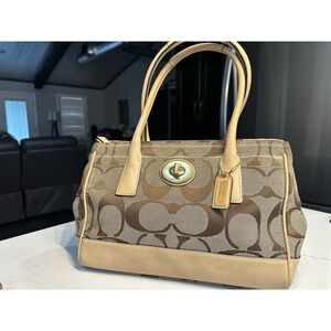 Coach Tan and Brown Shoulder Bag